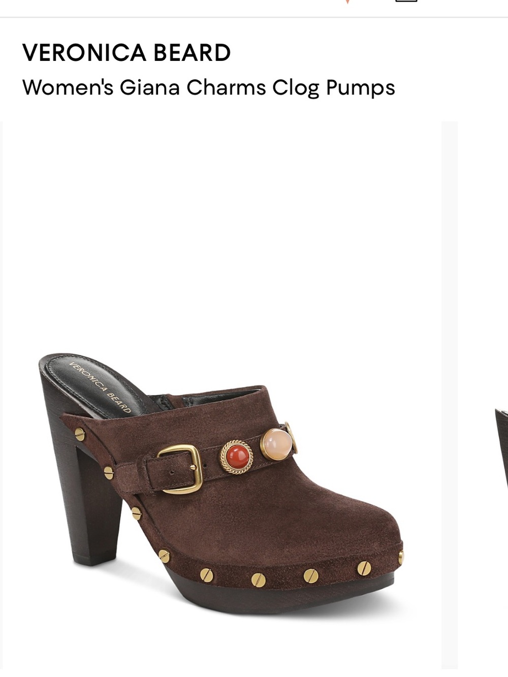 Veronica Beard Brown Suede Giana Charm Studded Clog Pumps
